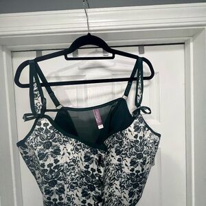 Adore Me Black and White Floral Lace Bra